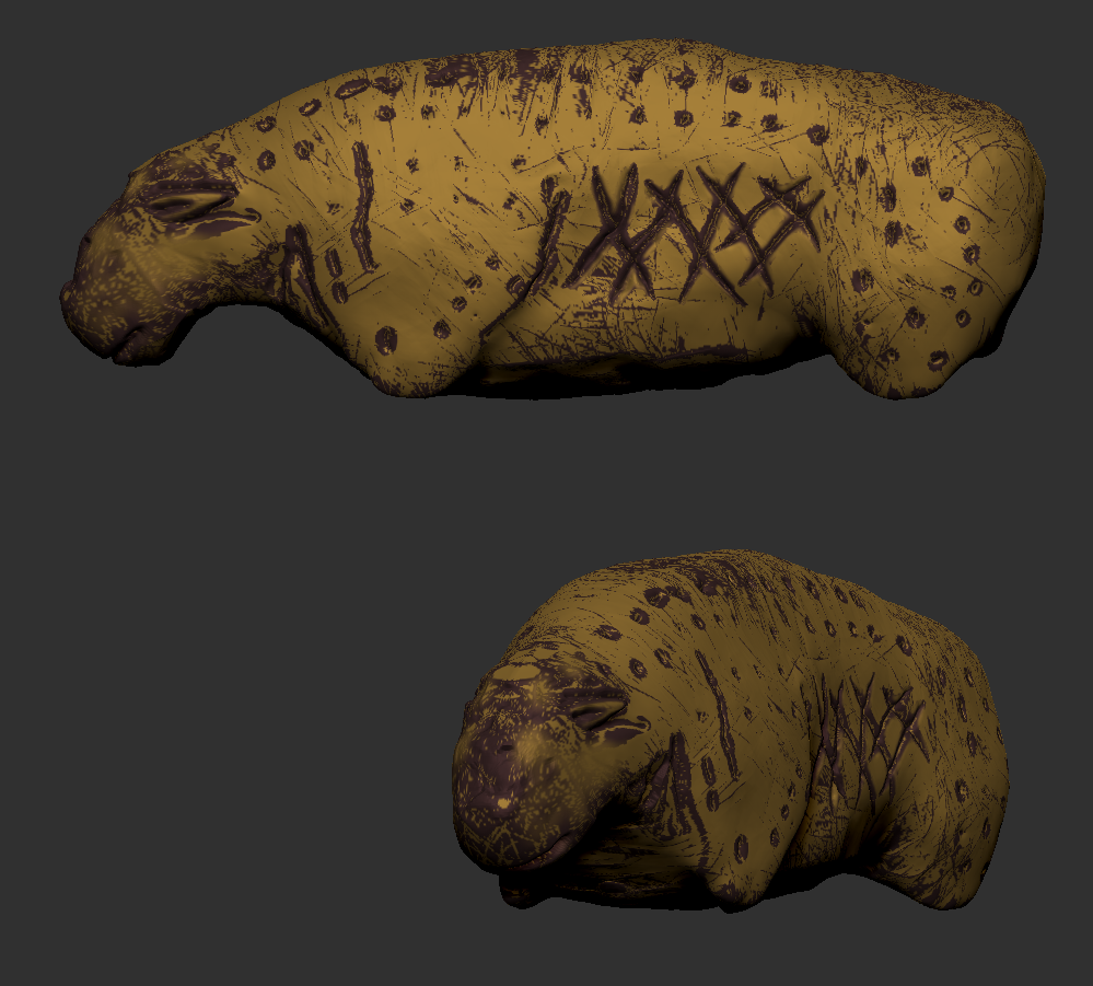 Miniature prehistoric female lion sculpture