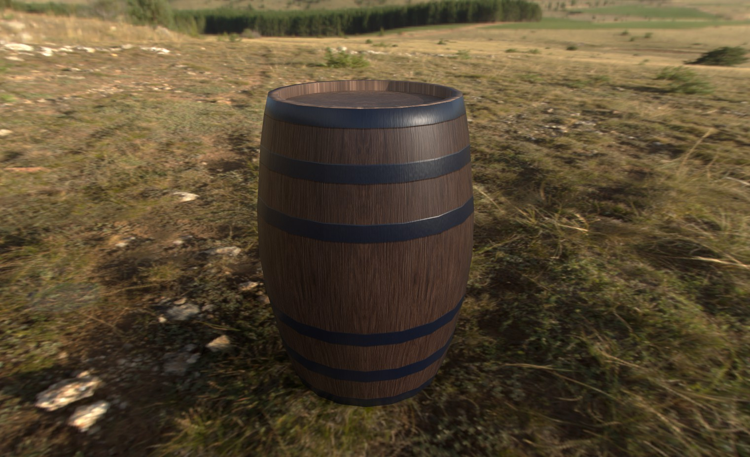 Wine barrel in a grass field